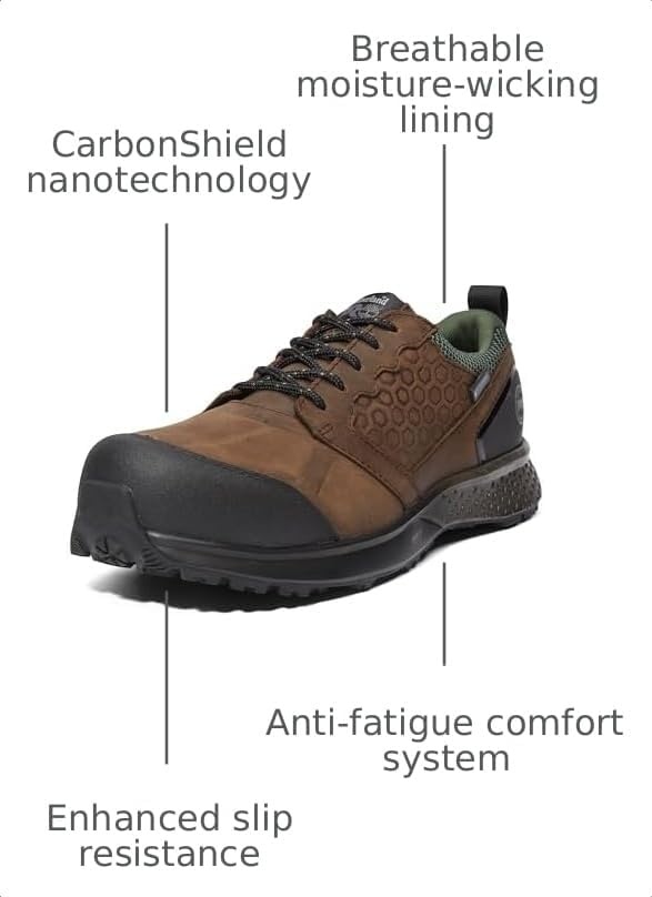 Timberland PRO Men’s Reaxion Composite Safety Toe Waterproof Industrial Hiker Work Shoe(Brown/Green)