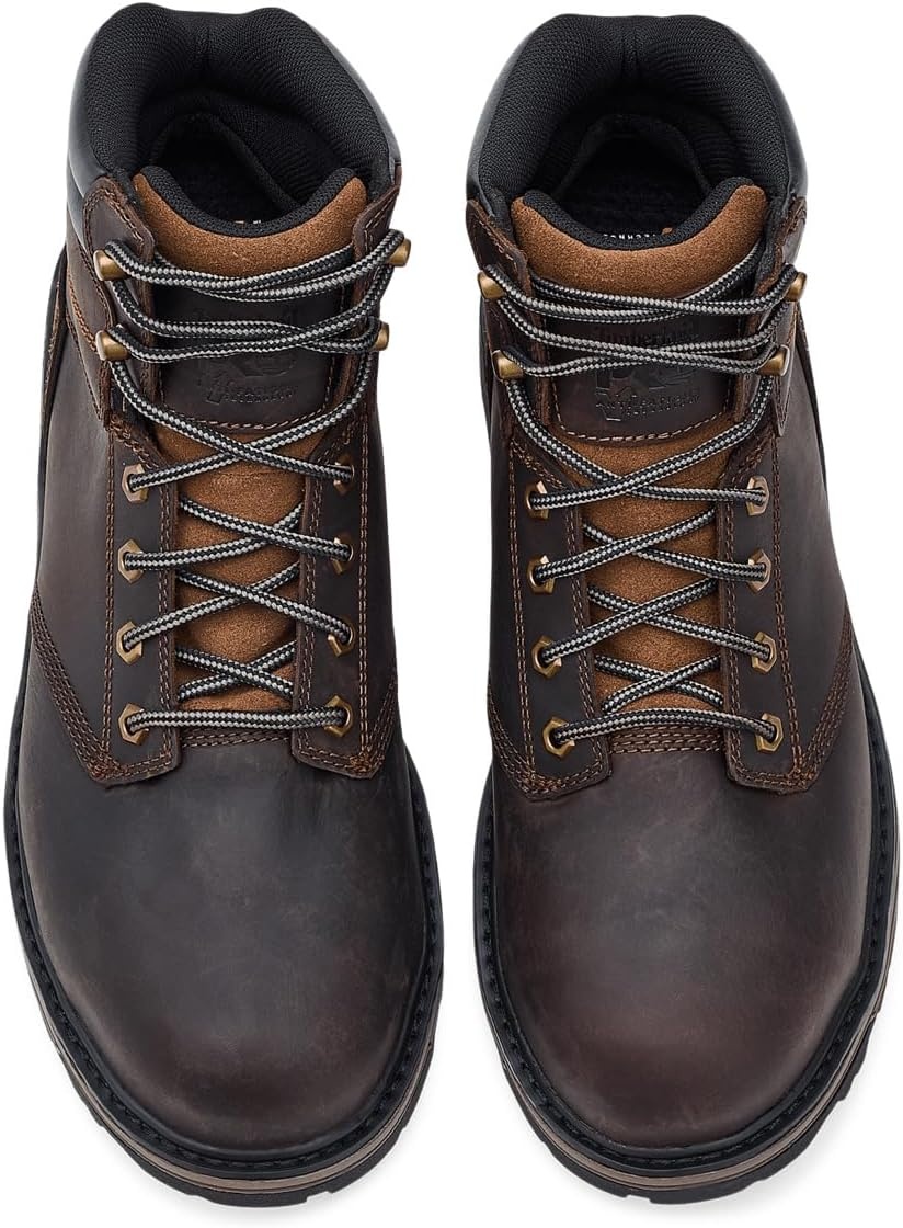 Timberland PRO Titan Tasker 6 Inch Alloy Safety Toe Industrial Work Boots(Dark Brown Full Grain)