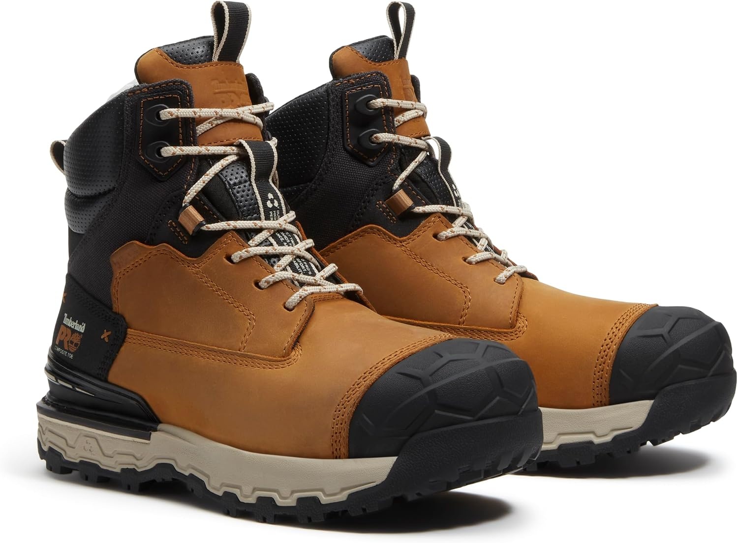 Timberland PRO Men’s 6 Boondock Ultralight Composite Toe Waterproof Slip Resistant Boot(Wheat Full Grain/Black)
