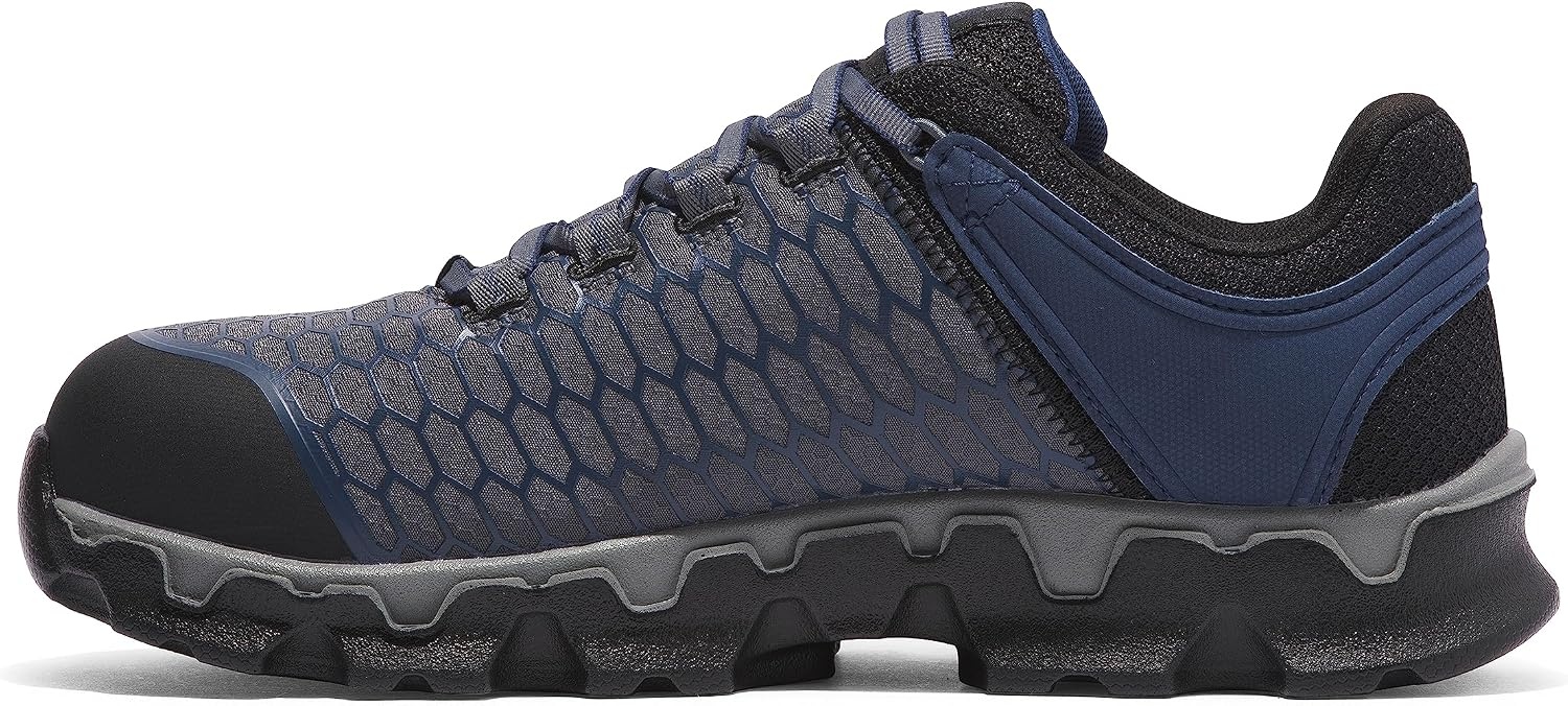 Timberland PRO Men’s Powertrain Sport Alloy Safety Toe Industrial Athletic Work Shoe, Black/Orange-2024 New, 10.5(Grey/Navy)