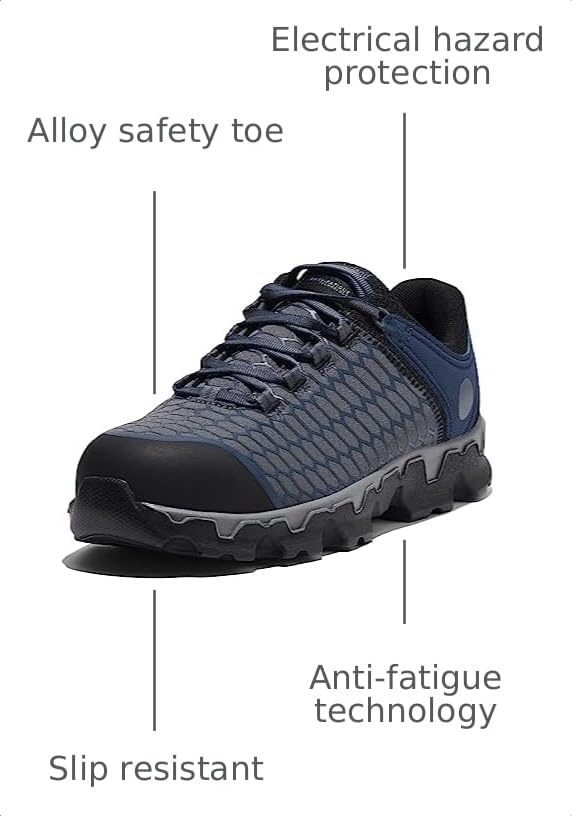 Timberland PRO Men’s Powertrain Sport Alloy Safety Toe Industrial Athletic Work Shoe, Black/Orange-2024 New, 10.5(Grey/Navy)