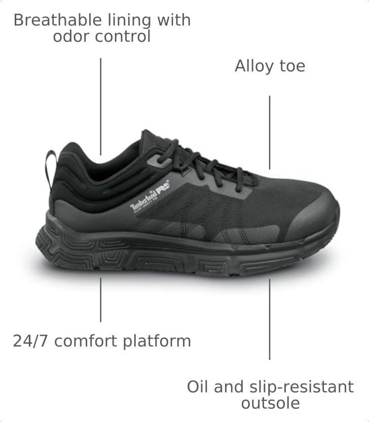 Timberland PRO Mens XR-1 MaxTrax Alloy Toe SRO Athletic(Jet Black)