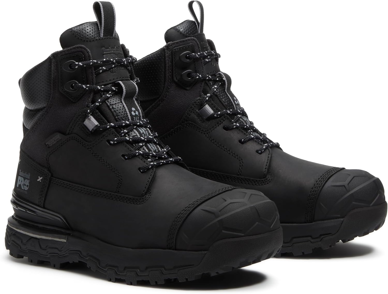 Timberland PRO Mens 6 Grey/Black Boondock Comp Toe WP SR Boot(Black Full Grain)