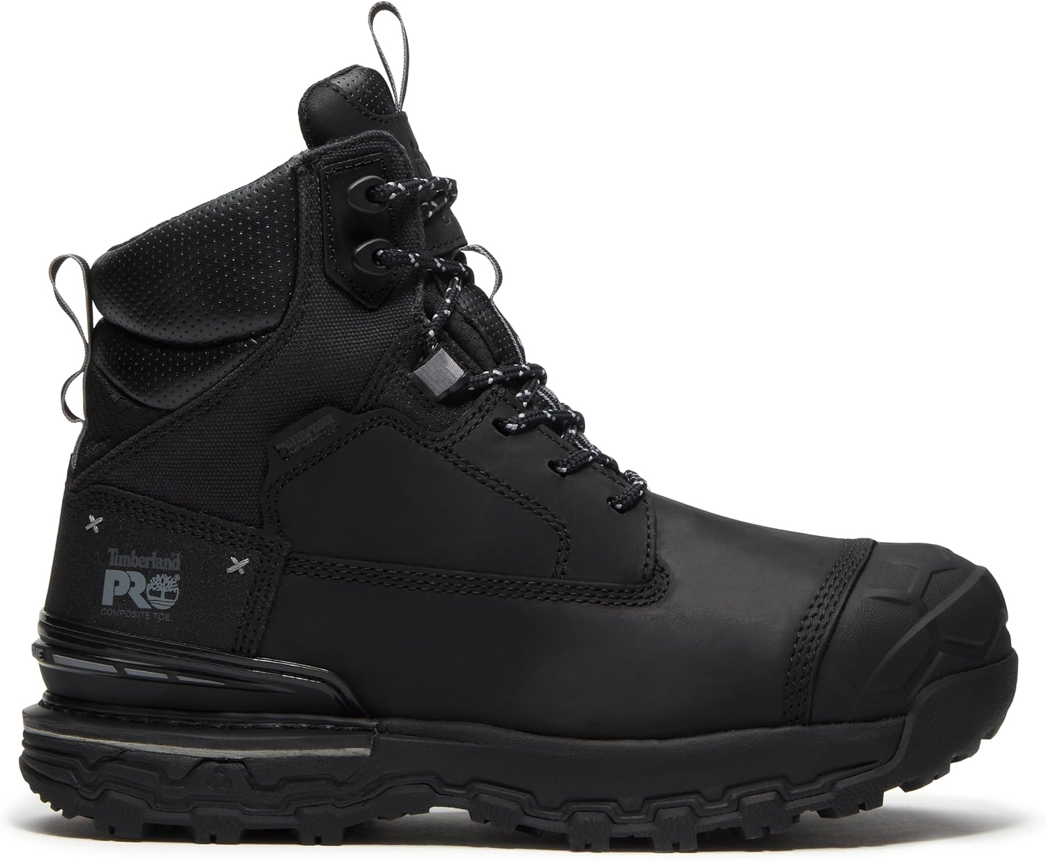 Timberland PRO Mens 6 Grey/Black Boondock Comp Toe WP SR Boot(Black Full Grain)