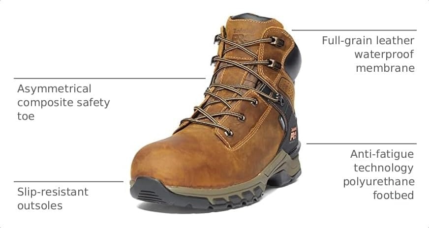 Timberland PRO Men’s Hypercharge 6 Inch Composite Safety Toe Waterproof Industrial Work Boot(Brown Distressed)