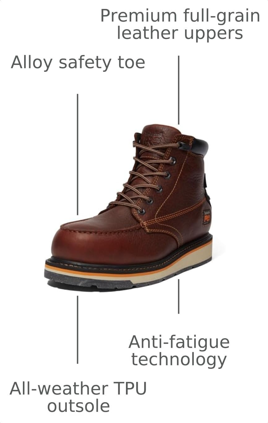 Timberland PRO mens Gridworks Wedge 6 Inch Alloy Safety Toe Waterproof Industrial Work Boot(Brown)