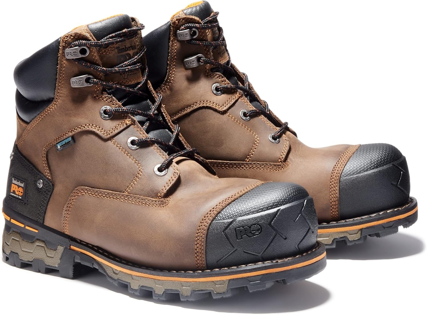 Timberland PRO Men’s Boondock 6 Inch Composite Safety Toe Waterproof Industrial Work Boot(Brown-2024 New)