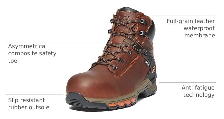 Timberland PRO Men’s Hypercharge 6 Inch Composite Safety Toe Waterproof Industrial Work Boot(Teak Trailblazer Brown V1)
