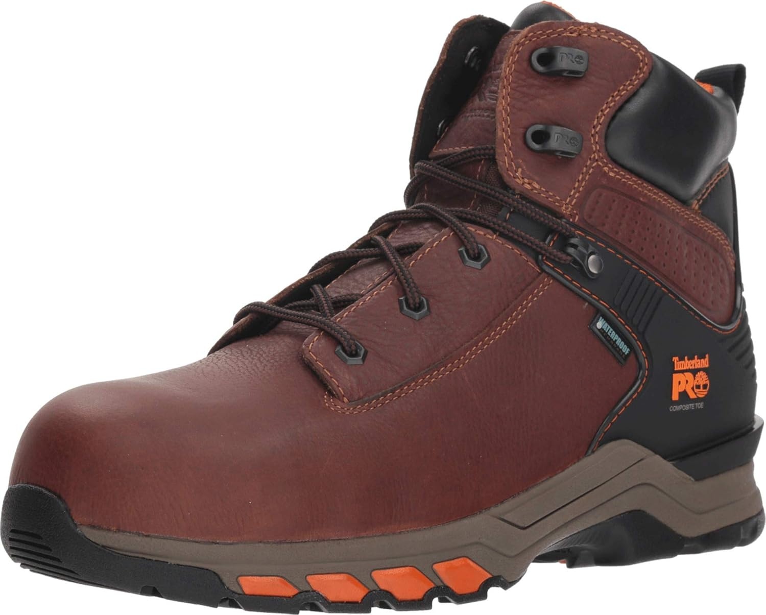 Timberland PRO Men’s Hypercharge 6 Inch Composite Safety Toe Waterproof Industrial Work Boot(Teak Trailblazer Brown V1)