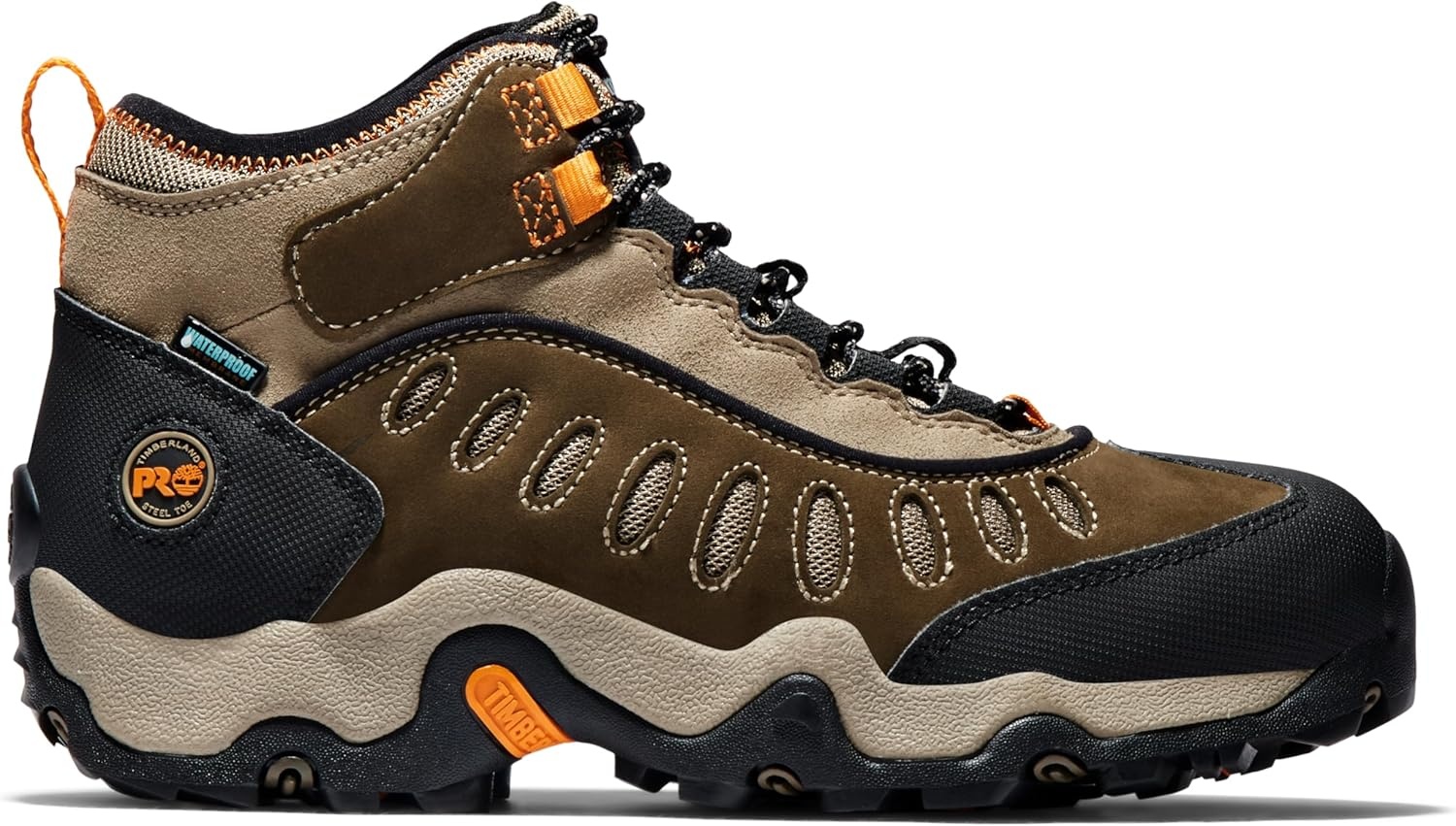 Timberland PRO Men’s Mudslinger Mid Waterproof Lace-Up Fashion Sneaker(Brown Nubuck)