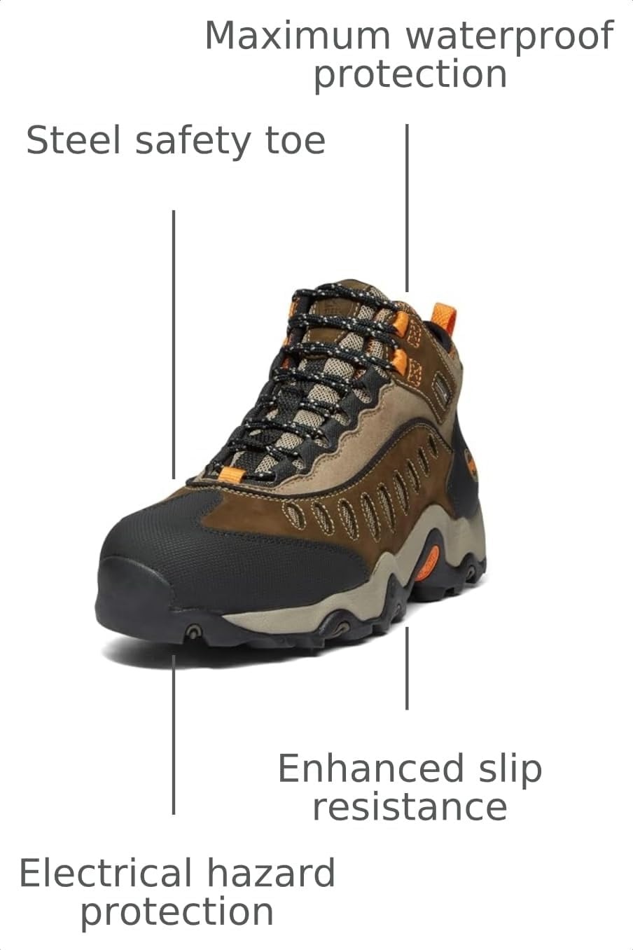 Timberland PRO Men’s Mudslinger Mid Waterproof Lace-Up Fashion Sneaker(Brown Nubuck)
