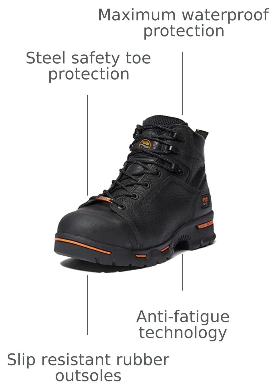 Timberland PRO Men’s Endurance 6 Inch Steel Safety Toe Puncture Resistant Waterproof Industrial Work Boot(Black)