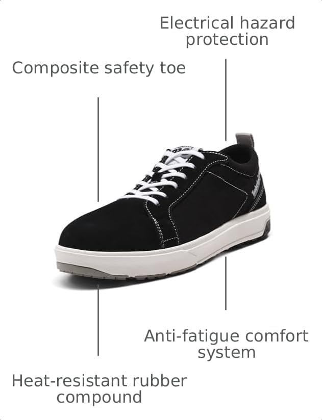 Timberland PRO Men’s Berkley Oxford Composite Safety Toe Work Shoes(Black/White V1)