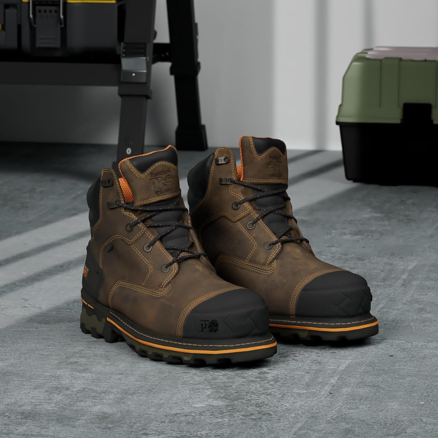 Timberland PRO mens Bosshog 6″ Composite Safety Toe Puncture Resistant Waterproof Industrial Work Boot(Brown)