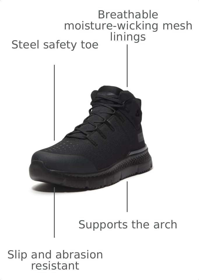 Timberland PRO Men’s Intercept Mid Steel Safety Toe Shoes(Black V1)