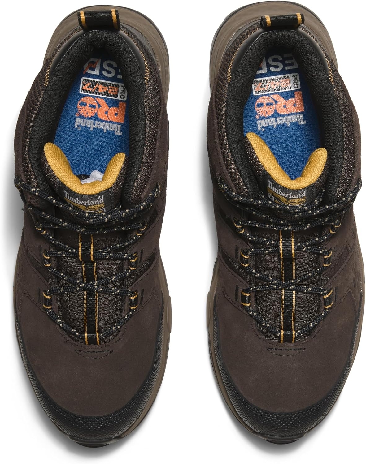 Timberland PRO Men’s Switchback Lt 6 Inch Steel Safety Toe Static Dissipative Industial Work Hiker Boot(Brown/Yellow V1)