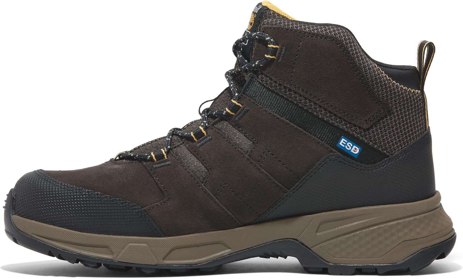 Timberland PRO Men’s Switchback Lt 6 Inch Steel Safety Toe Static Dissipative Industial Work Hiker Boot(Brown/Yellow V1)