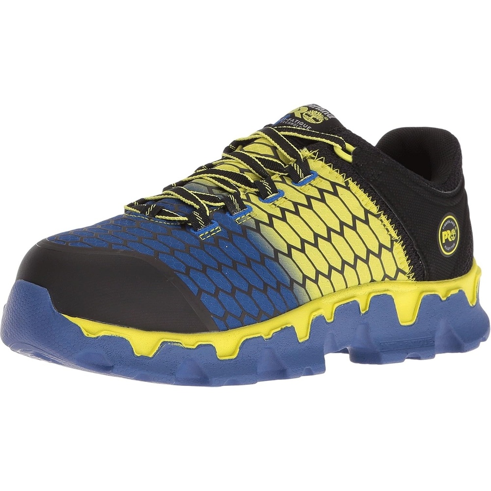 Timberland PRO Men’s Powertrain Sport Alloy-Toe EH Industrial & Construction Shoe(Black Synthetic/Yellow/Blue)