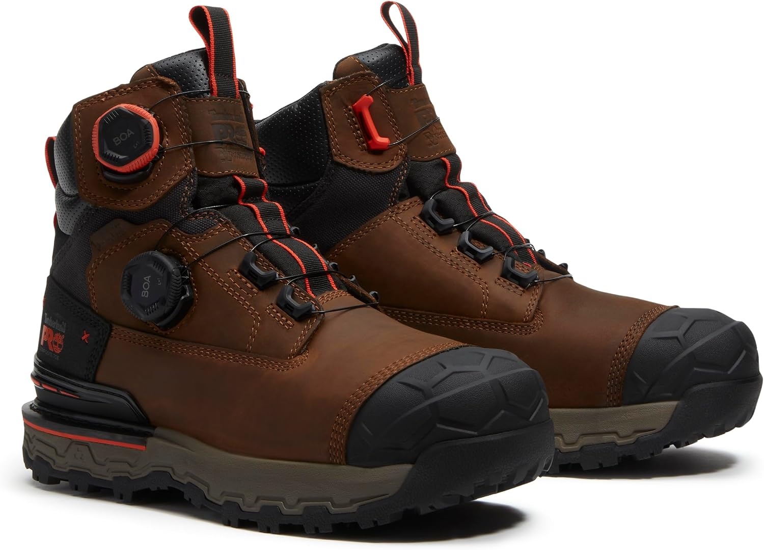 Timberland PRO Men’s Boondock Ultralight Boa 6 Inch Composite Safety Toe Waterproof Industrial Work Boot(Medium Brown Full Grain)