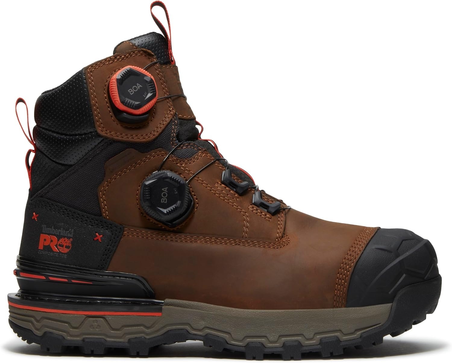 Timberland PRO Men’s Boondock Ultralight Boa 6 Inch Composite Safety Toe Waterproof Industrial Work Boot(Medium Brown Full Grain)