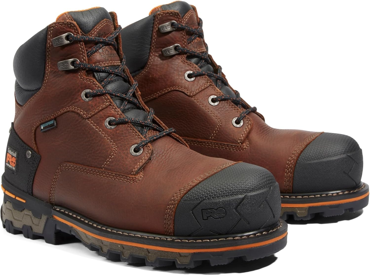 Timberland PRO mens Boondock 6″ Composite Safety Toe Insulated Waterproof Industrial Work Boot(Brown-2024 New)