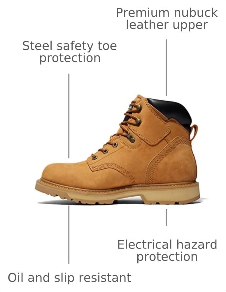 Timberland PRO Men’s Pit Boss 6 Inch Steel Safety Toe Industrial Work Boot(Wheat-2024 New)