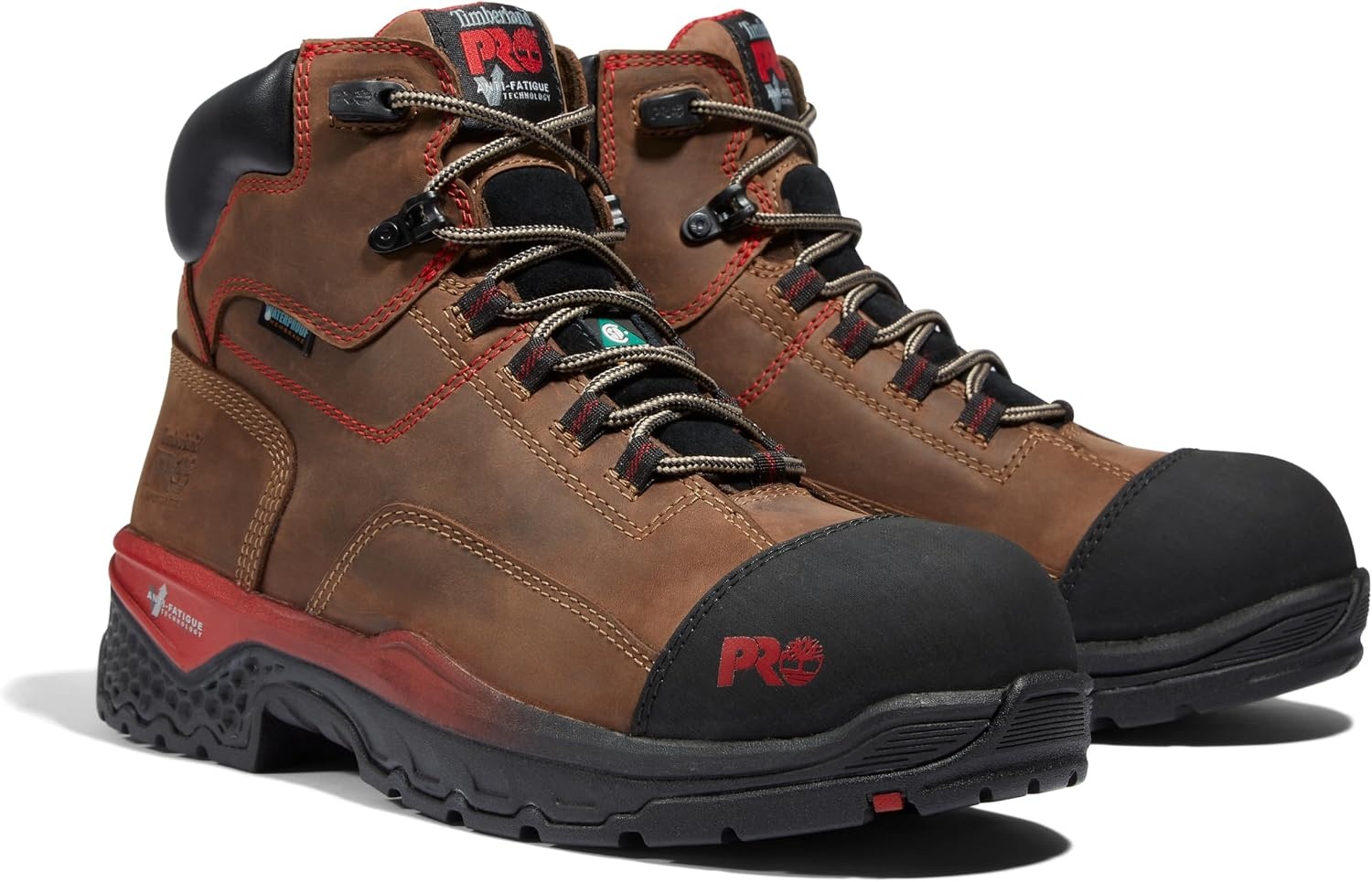 Timberland PRO mens Bosshog 6″ Composite Safety Toe Puncture Resistant Waterproof Industrial Work Boot(Brown/Red-2024 New)