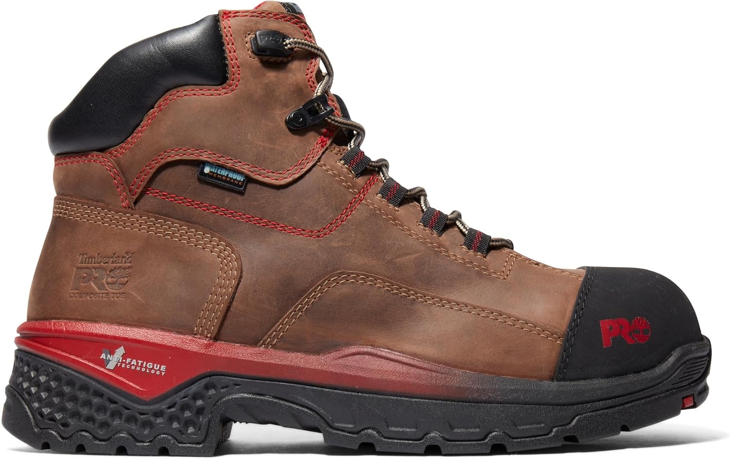Timberland PRO mens Bosshog 6″ Composite Safety Toe Puncture Resistant Waterproof Industrial Work Boot(Brown/Red-2024 New)