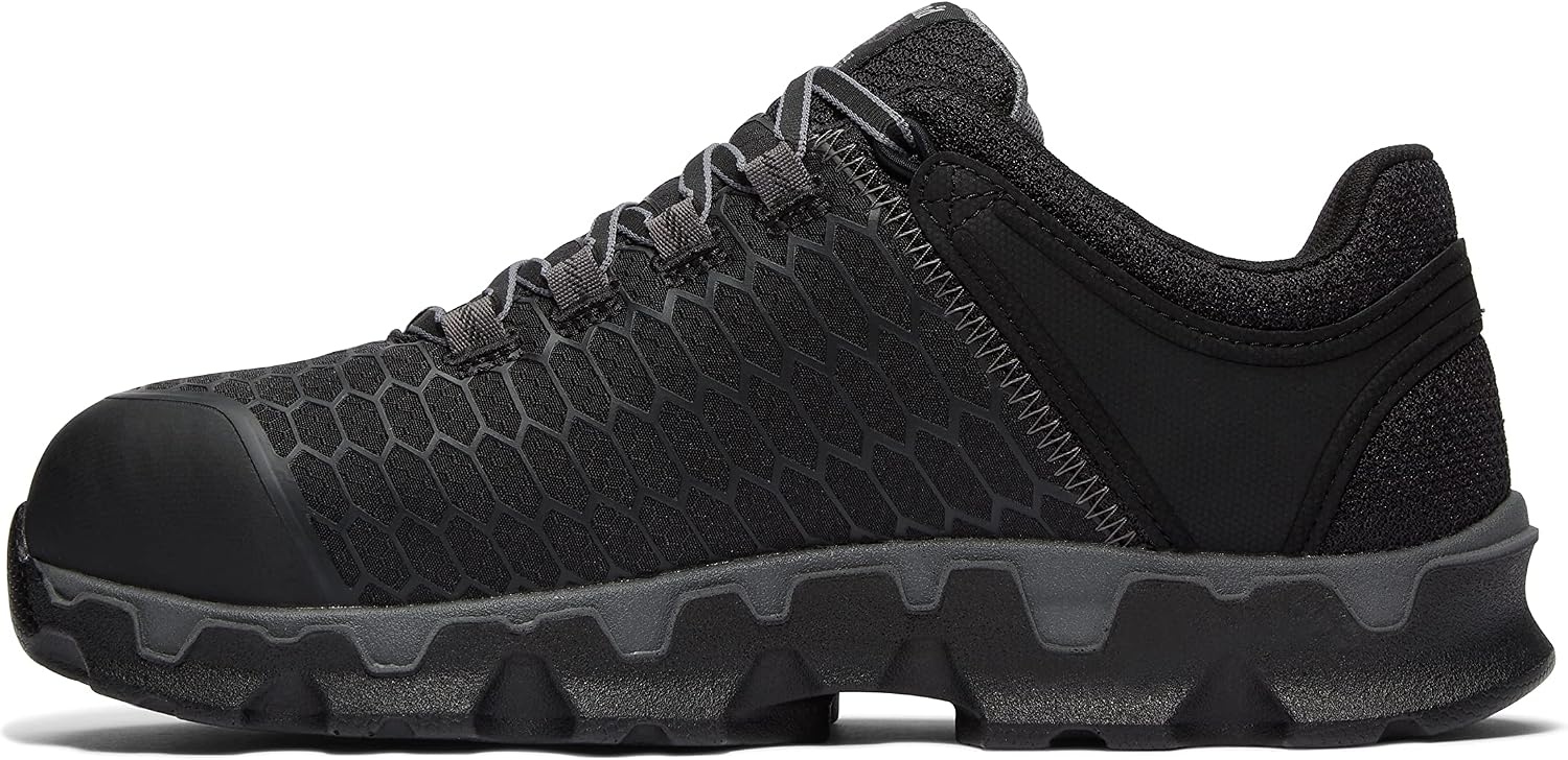 Timberland PRO Men’s Powertrain Sport Alloy Safety Toe Industrial Athletic Work Shoe, Black/Orange-2024 New, 10.5(Black Synthetic)