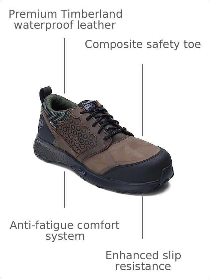 Timberland PRO Men’s Reaxion Composite Safety Toe Waterproof Industrial Hiker Work Shoe(Brown/Green V1)
