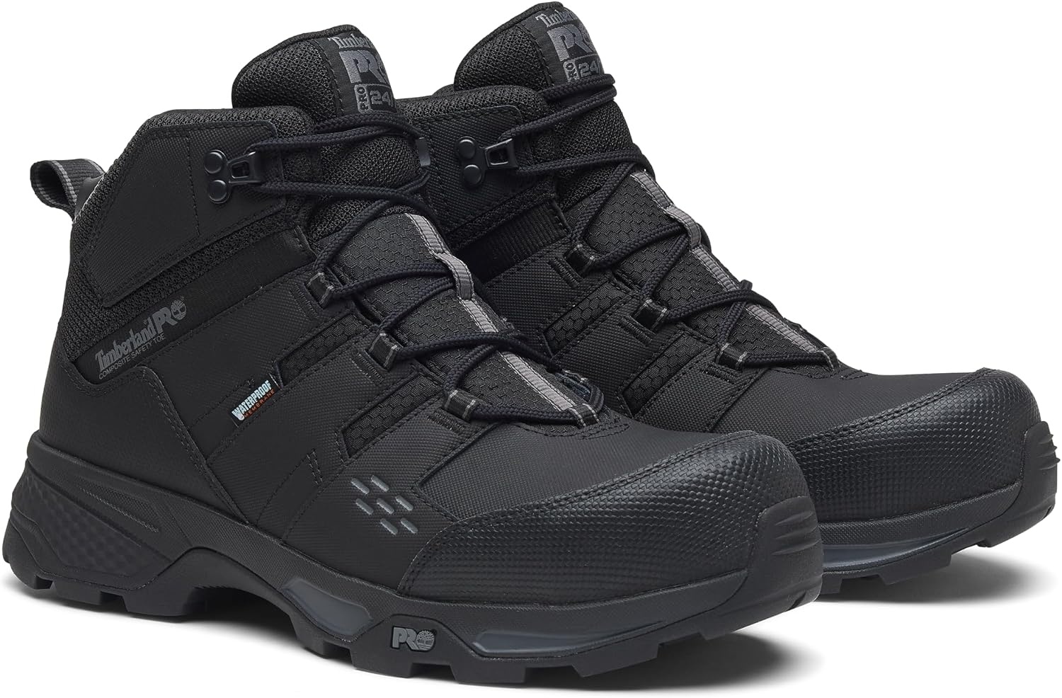 Timberland PRO Men’s Switchback LT Comp Toe Waterproof Hiker Work Boots(Black/Grey V1)