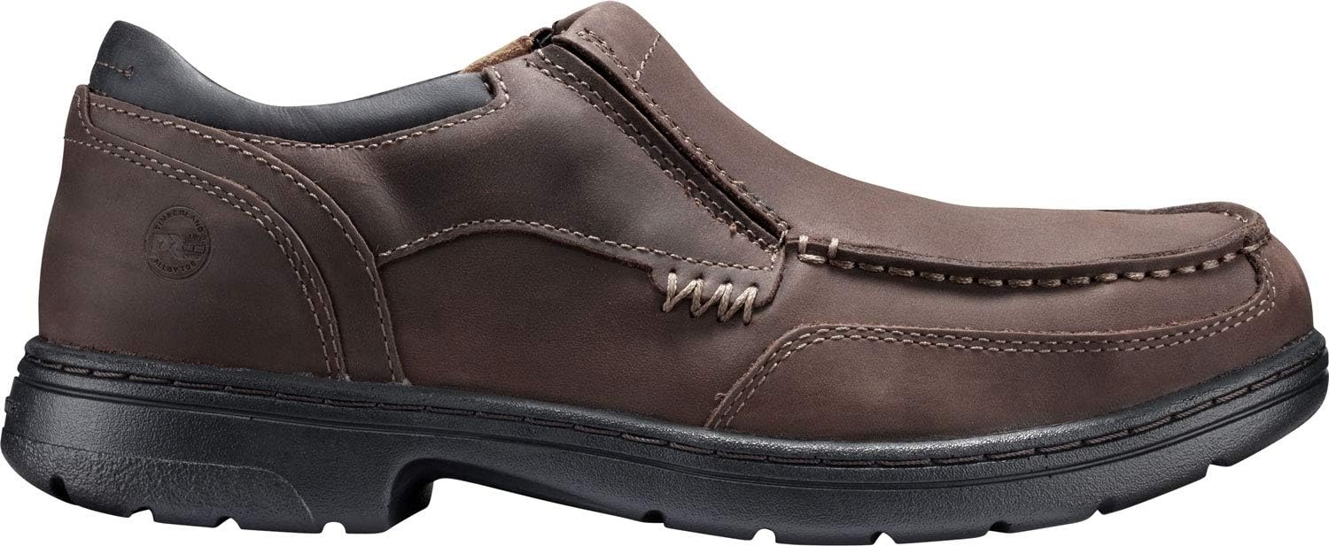 Timberland PRO Men’s Branston Moc Toe Slip-On Work Shoe(Brown Distressed V1)