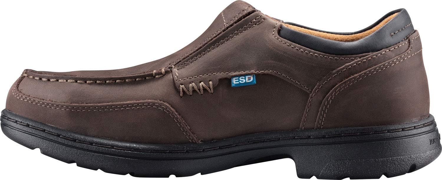 Timberland PRO Men’s Branston Moc Toe Slip-On Work Shoe(Brown Distressed V1)