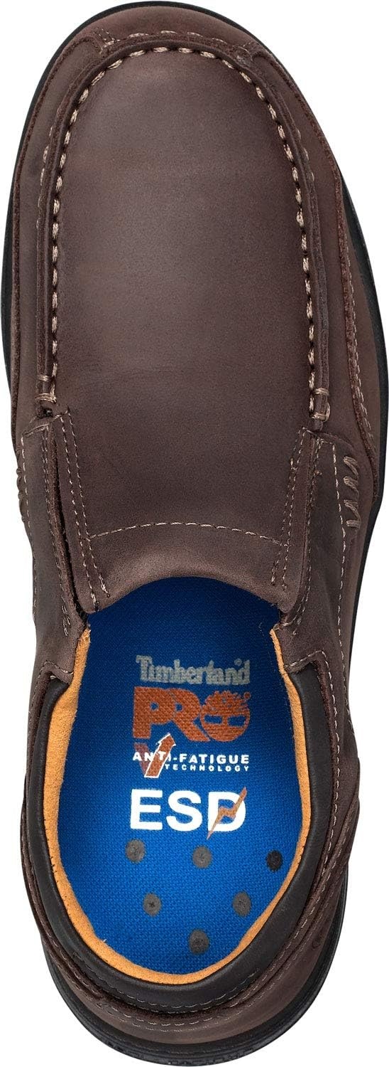 Timberland PRO Men’s Branston Moc Toe Slip-On Work Shoe(Brown Distressed V1)