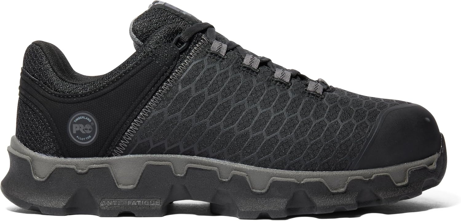 Timberland PRO Mens Powertrain Sport Alloy Safety Toe Static Dissipative Industrial Athletic Work Shoe(Black/Grey-2024 New)