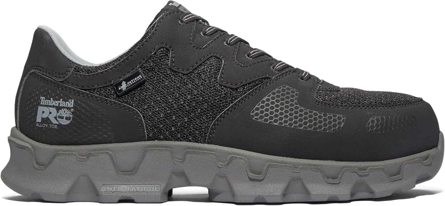 Timberland PRO Men’s Powertrain Alloy Toe ESD Industrial Shoe(Black/Grey-2024 New)