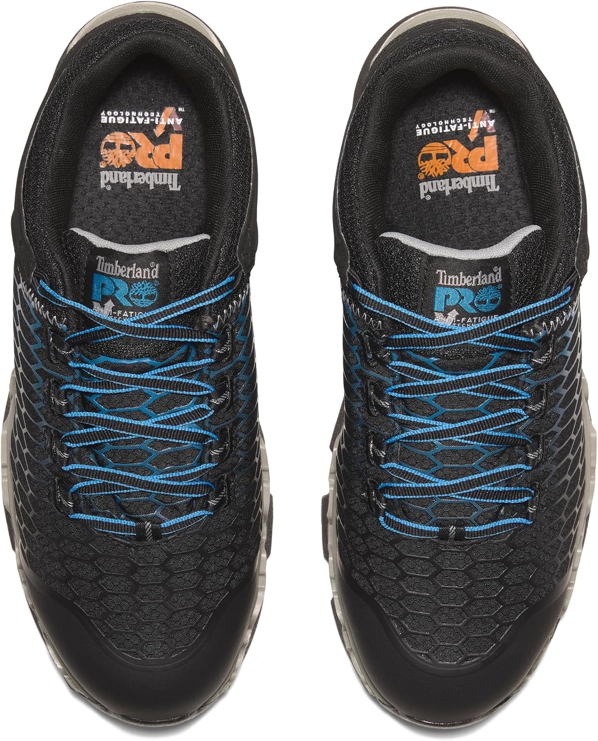 Timberland PRO Men’s Powertrain Sport Alloy Safety Toe Industrial Athletic Work Shoe, Black/Orange-2024 New, 10.5(Black/Blue-2024 New)