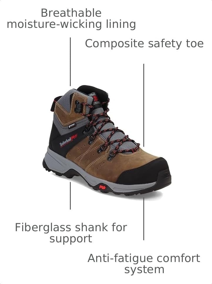Timberland PRO Switchback 6″ Composite Safety Toe Waterproof(Brown/Turkish Coffee/Red)
