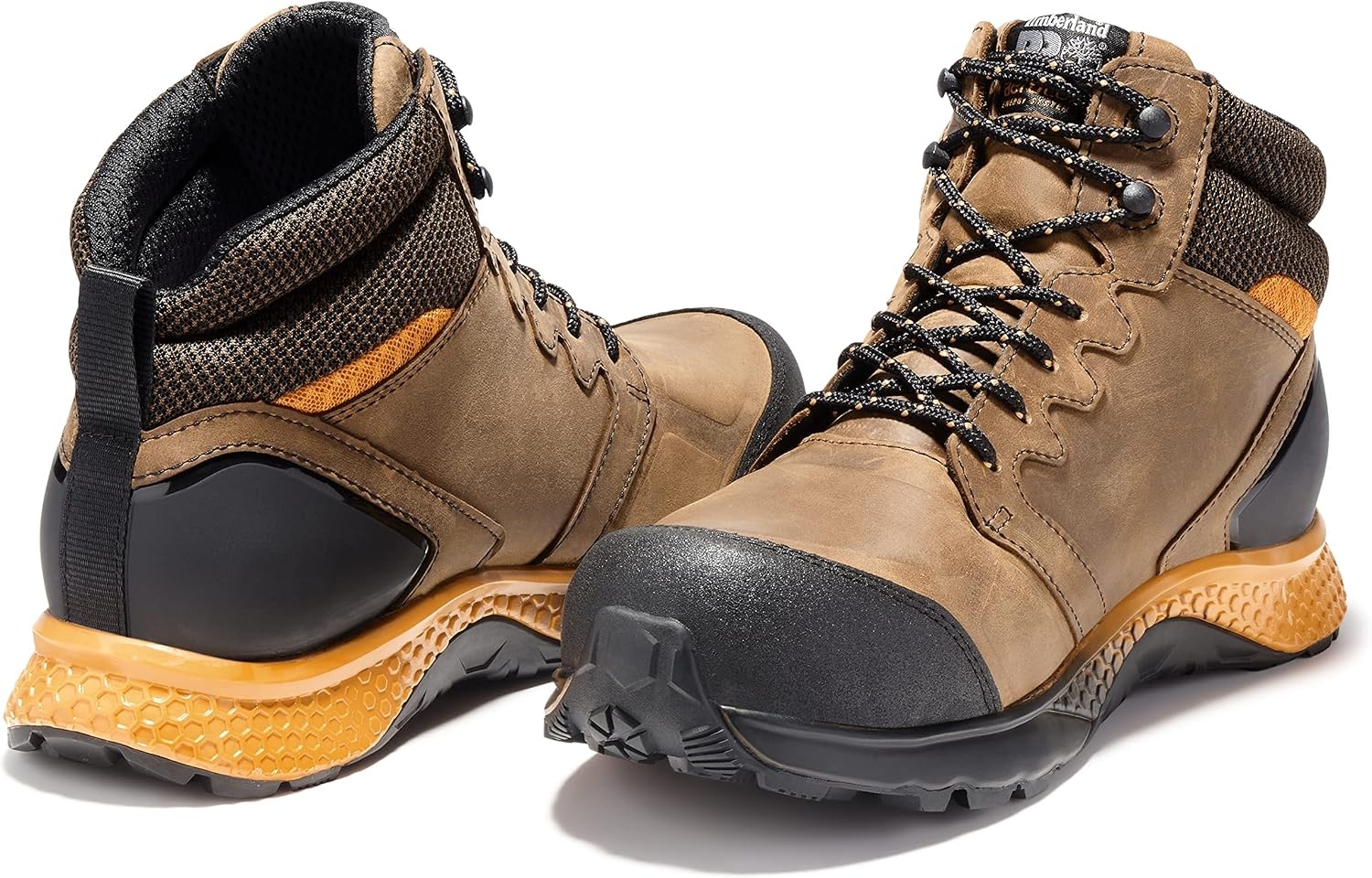 Timberland PRO Men’s Reaxion Athletic Hiker Wateproof Composite Toe Work Boot(Brown/Orange V1)