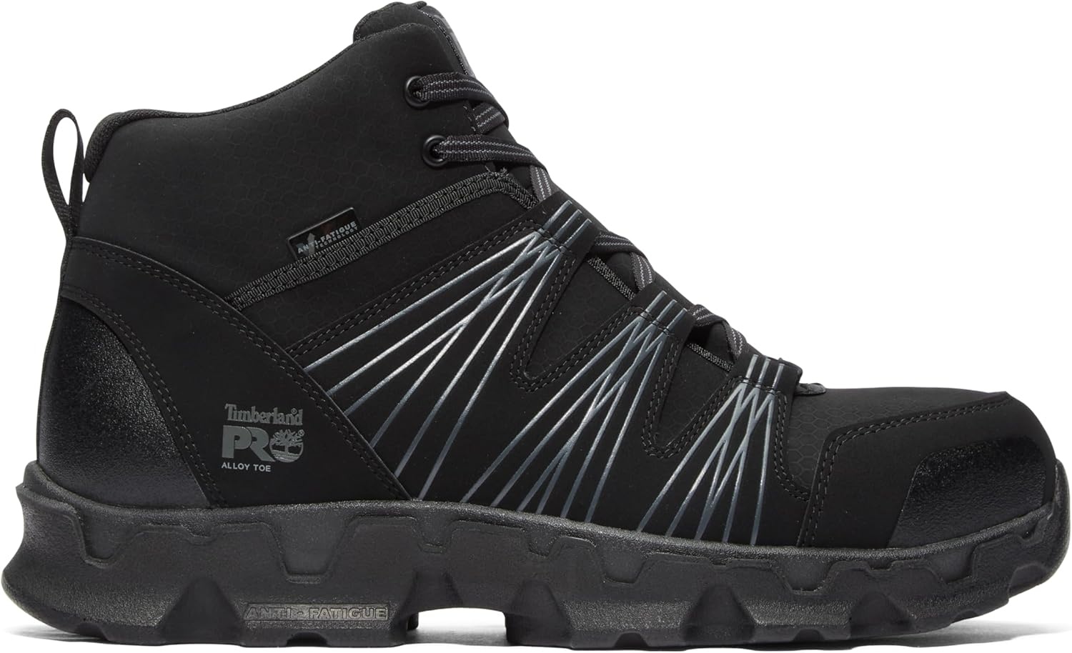Timberland PRO Men’s Powertrain Mid Alloy Toe ESD Industrial Athletic Work Boot(Black Synthetic)