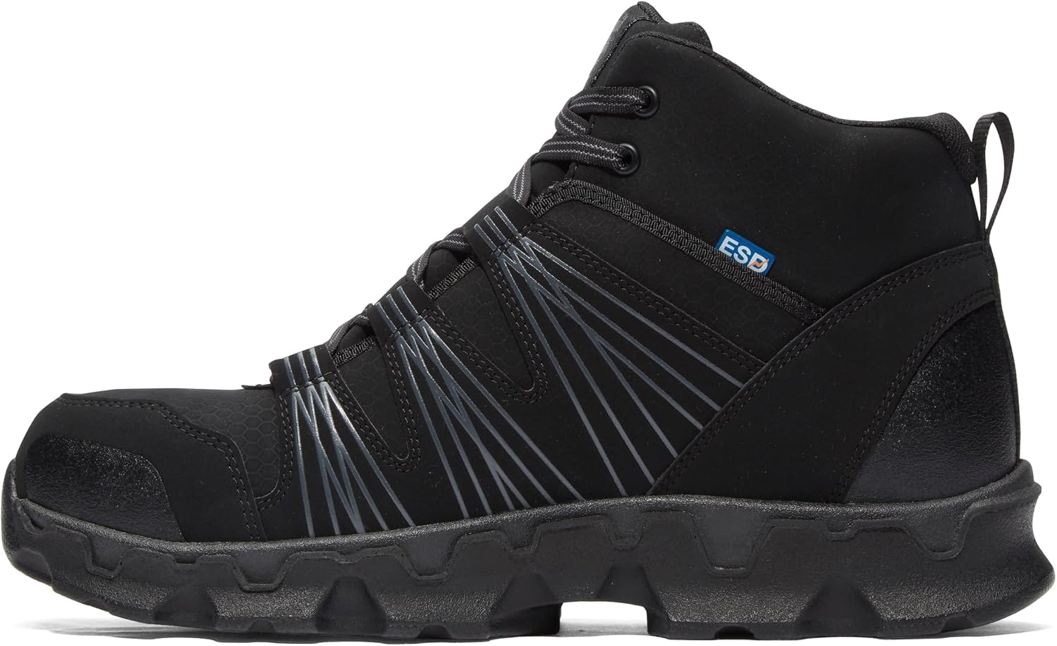 Timberland PRO Men’s Powertrain Mid Alloy Toe ESD Industrial Athletic Work Boot(Black Synthetic)