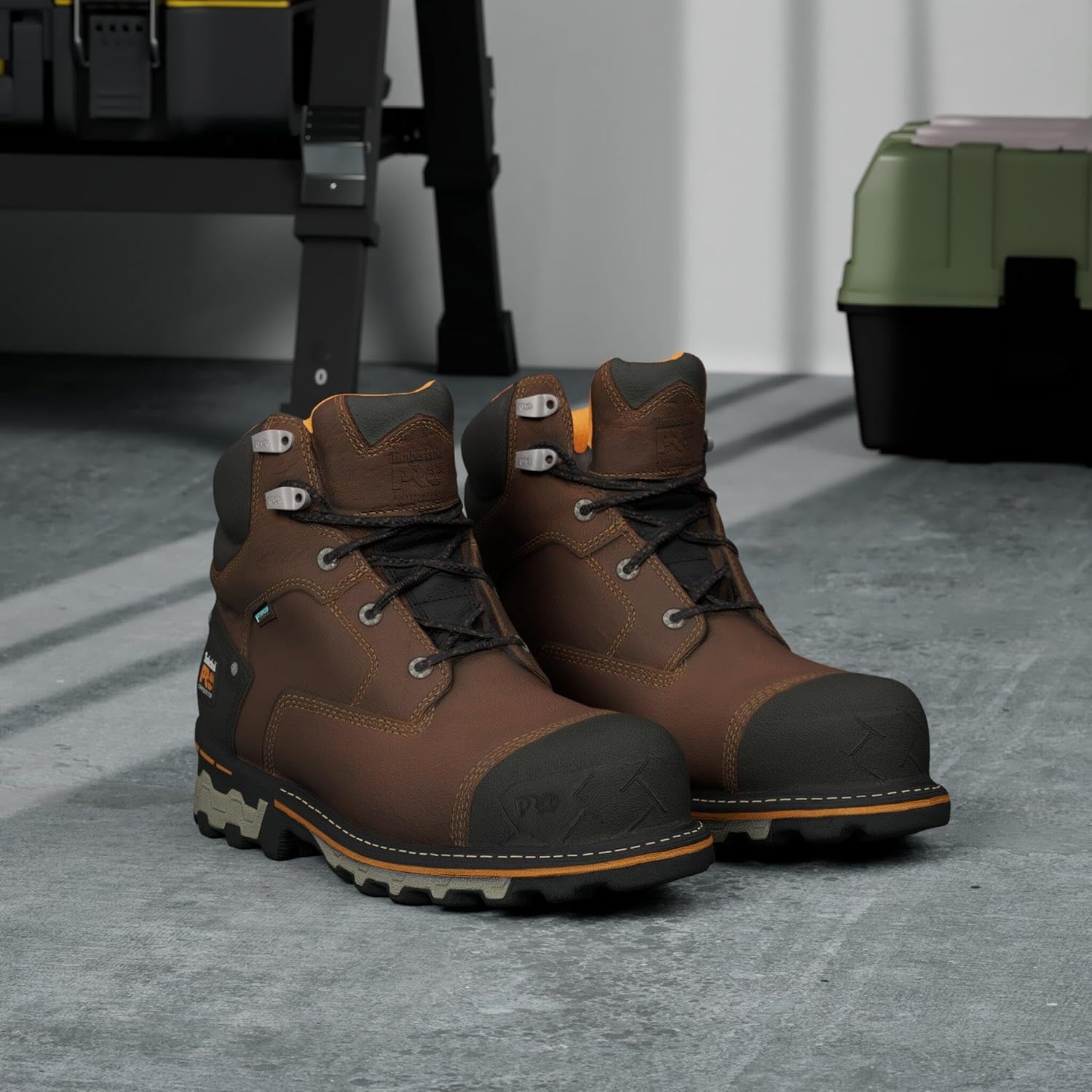 Timberland PRO Men’s Boondock 6 Inch Composite Safety Toe Waterproof Industrial Work Boot(Brown)