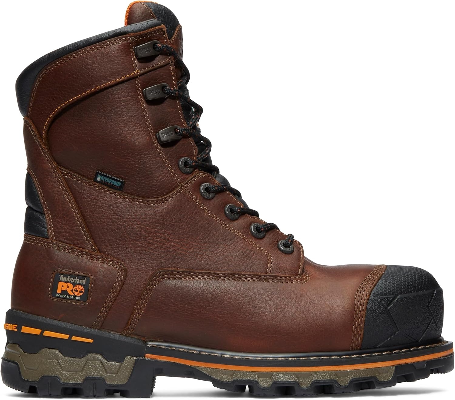 Timberland PRO Men’s Boondock 8″ Composite Toe Puncture Resistant Waterproof Industrial Boot(Brown)