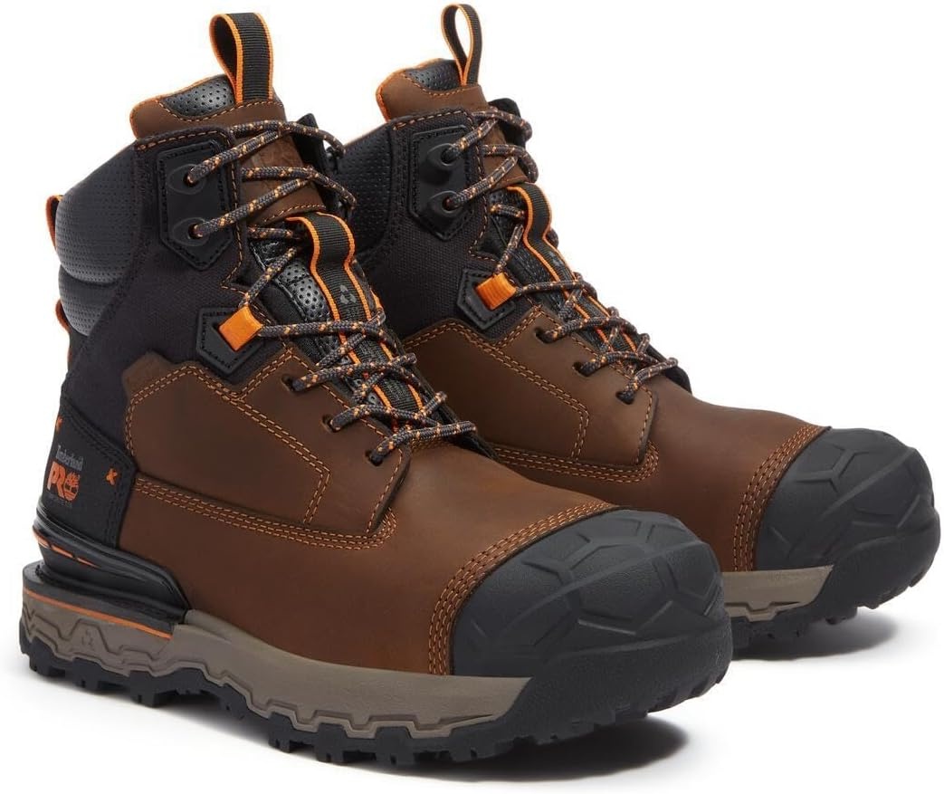 Timberland PRO Mens 6 Grey/Black Boondock Comp Toe WP SR Boot(Medium Brown)