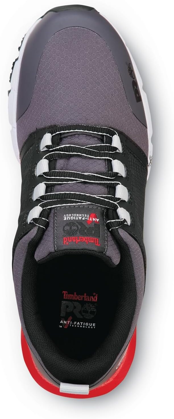 Timberland PRO Mens Radius MaxTrax Soft Toe SRO Shoe(Asphalt/True Red)