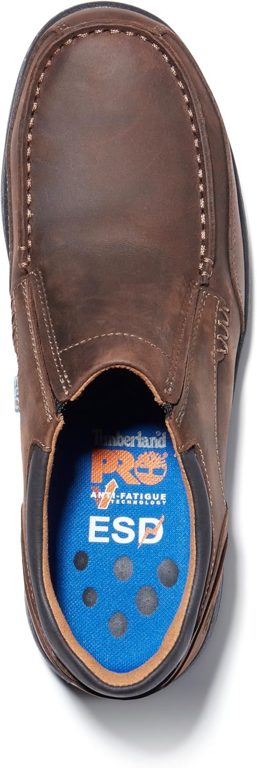 Timberland PRO Men’s Branston Moc Toe Slip-On Work Shoe(Brown Distressed-2024 New)