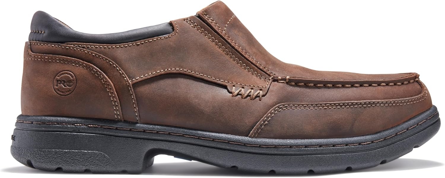 Timberland PRO Men’s Branston Moc Toe Slip-On Work Shoe(Brown Distressed-2024 New)