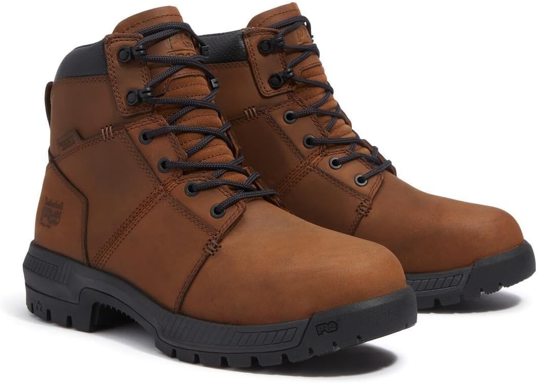 Timberland PRO Men’s Montauk 6 Inch Steel Safety Toe Waterproof Industrial Work Boot(Medium Brown V1)