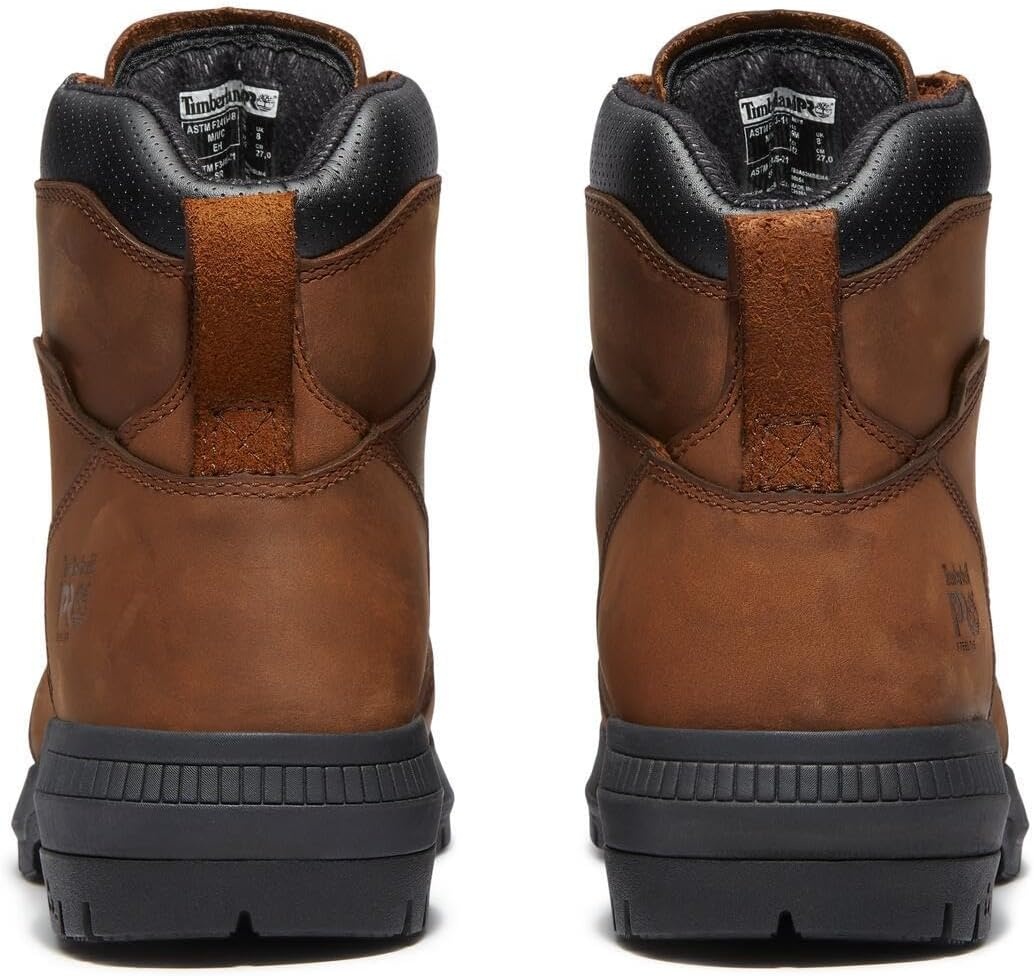 Timberland PRO Men’s Montauk 6 Inch Steel Safety Toe Waterproof Industrial Work Boot(Medium Brown V1)