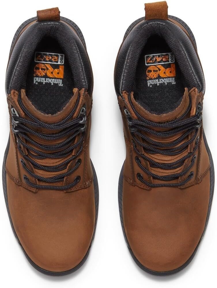 Timberland PRO Men’s Montauk 6 Inch Steel Safety Toe Waterproof Industrial Work Boot(Medium Brown V1)